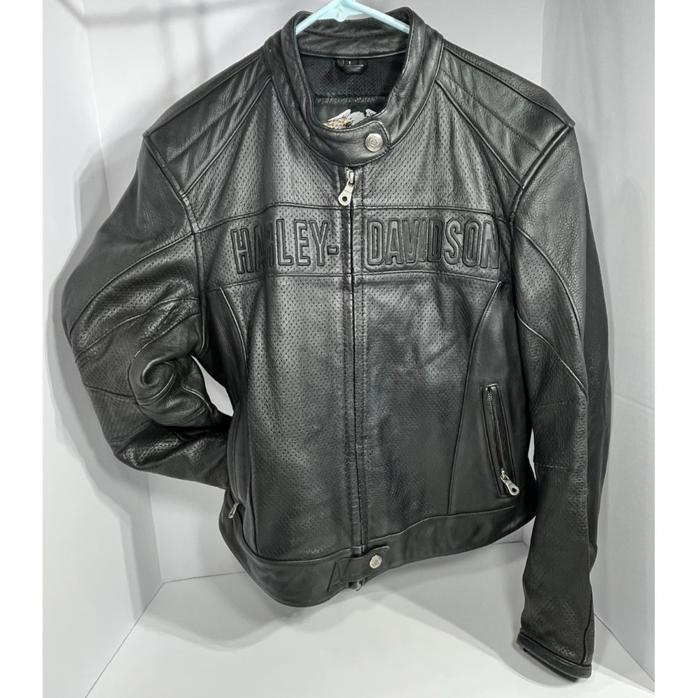 Harley Davidson Women's Large LW Perforated Leather Riding Jacket Black NWOT